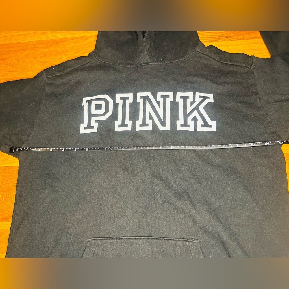PINK Victoria’s Secret Black Pullover Hoodie Sweatshirt Size Small - Picture 7 of 10
